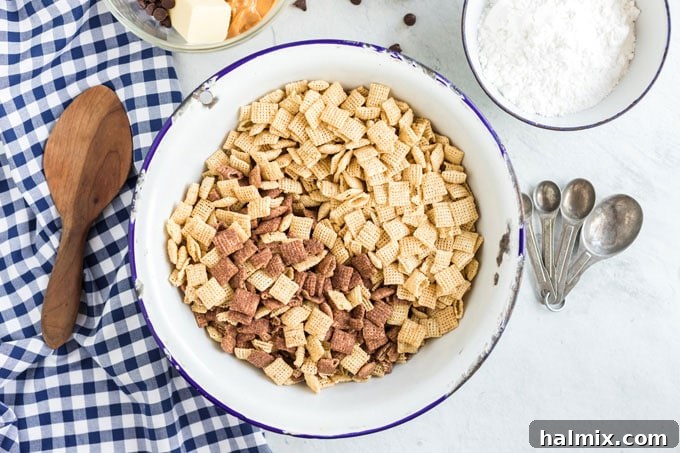 Chocolate Peanut Butter Snow Caps 5 bowl of chex cereals