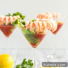 Close up photo of three Shrimp Cocktails