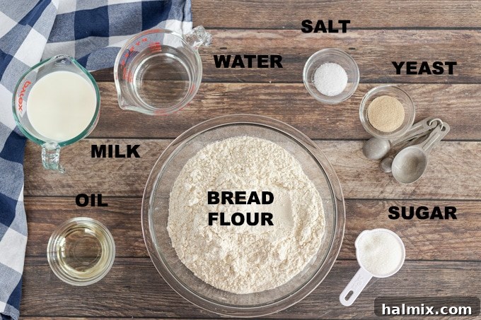 ingredients for homemade amish white bread