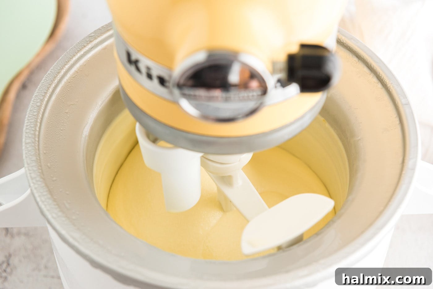 Ice cream being mixed in an ice cream maker