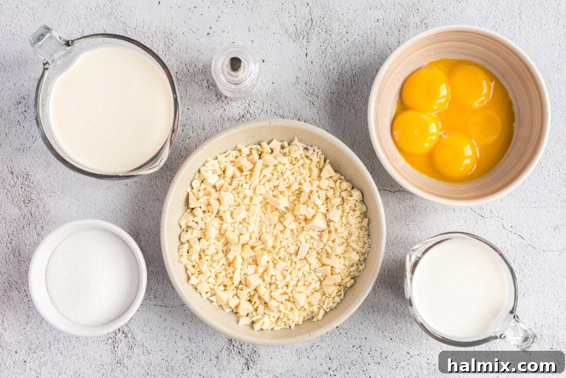Ingredients for White Chocolate Ice Cream