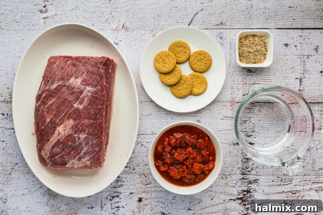 Tender Beef Brisket with Rich Gravy 4 ingredients needed to make beef brisket and gravy