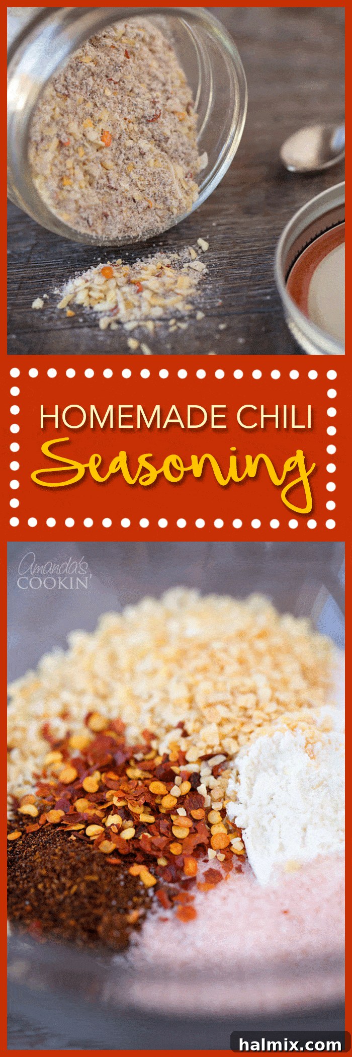 Craft Your Perfect Chili Spice Blend 10 Close up photos of homemade chili seasoning.