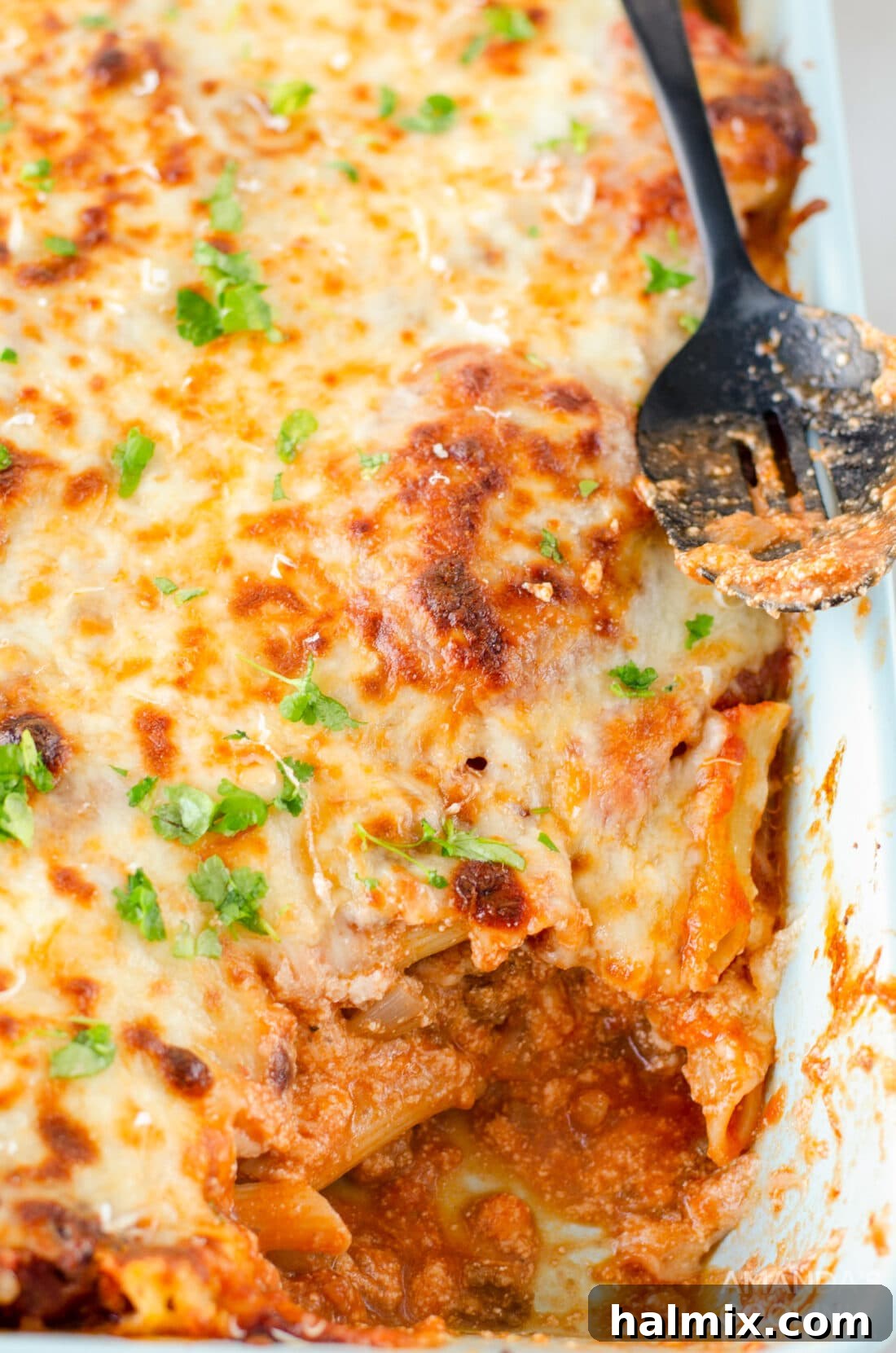 pan of baked ziti