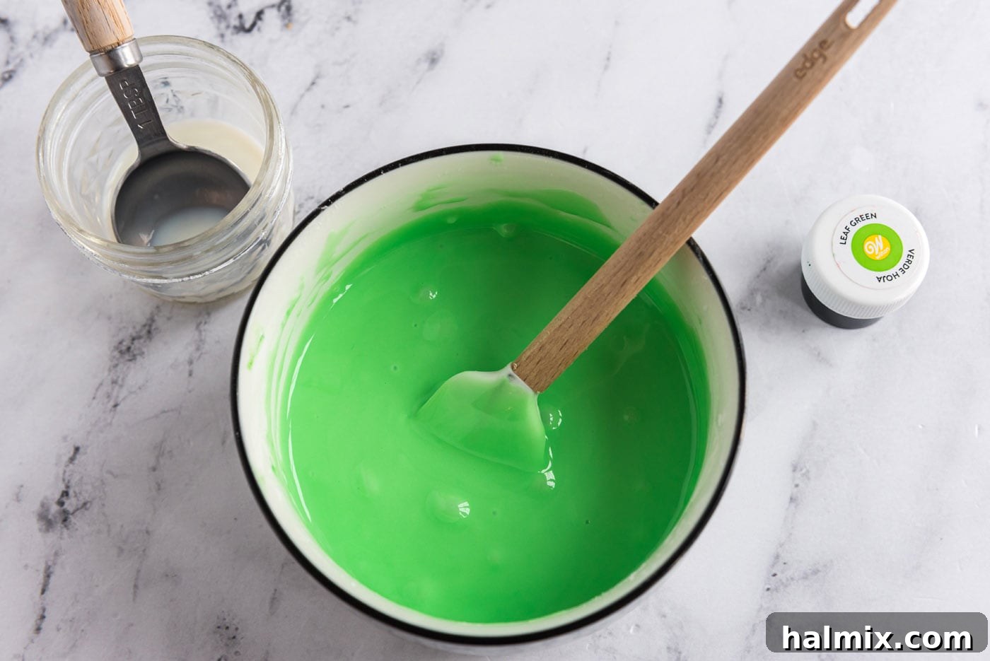 green tinted glaze in a bowl