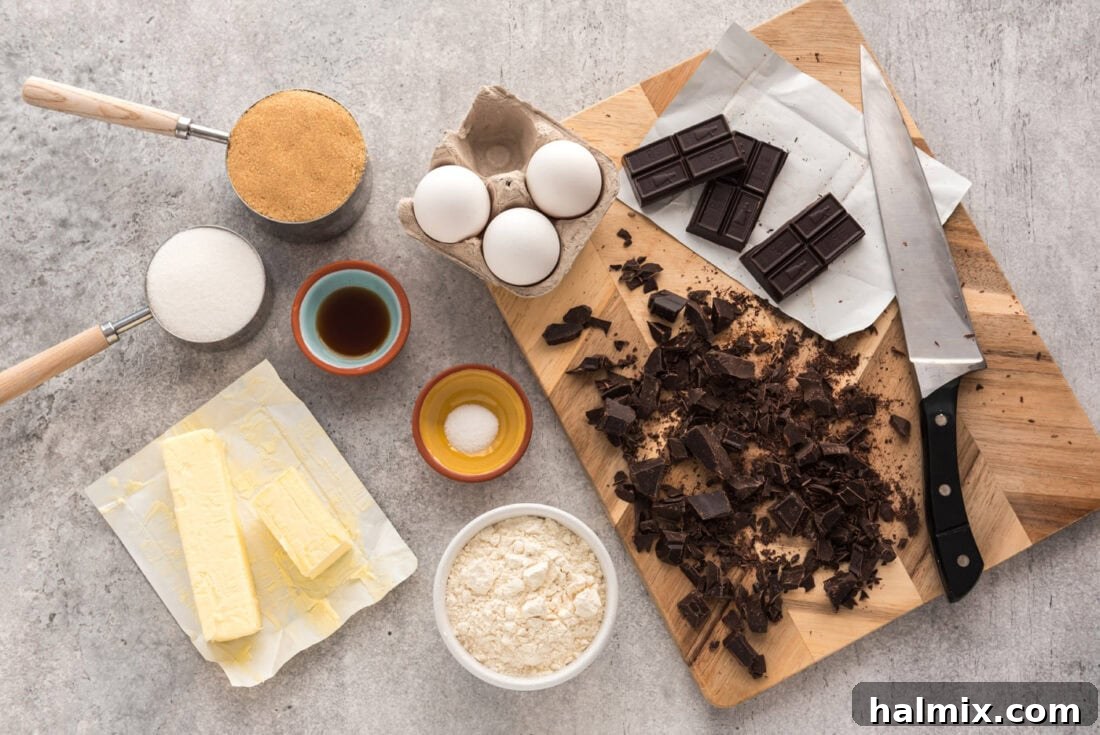 Ingredients for Brownies in a Cast Iron Skillet