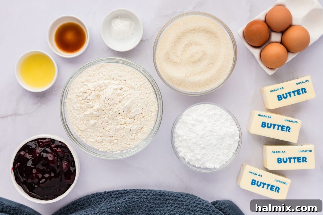 Ingredients for Blackberry Pie Squares