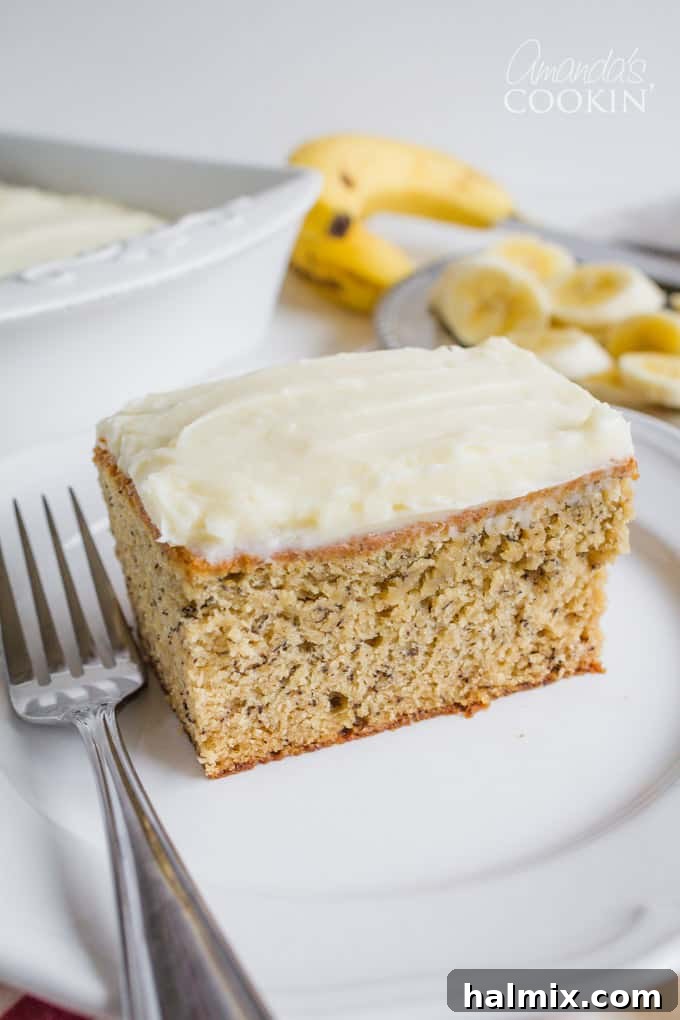 Close-up of a beautifully frosted Banana Cake