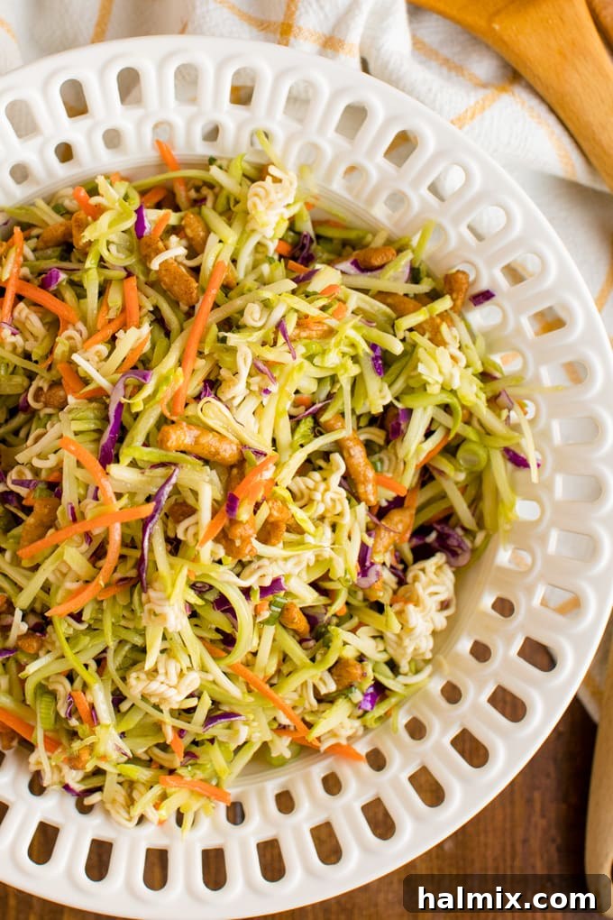 big bowl of asian broccoli slaw