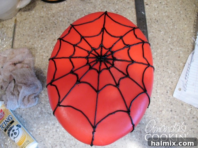 Spiderman Cake Power-Up: Homemade Marshmallow Fondant 7 A photo of a Spiderman cake.