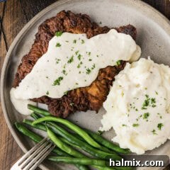 Close up photo of Chicken Fried Steak on a plate