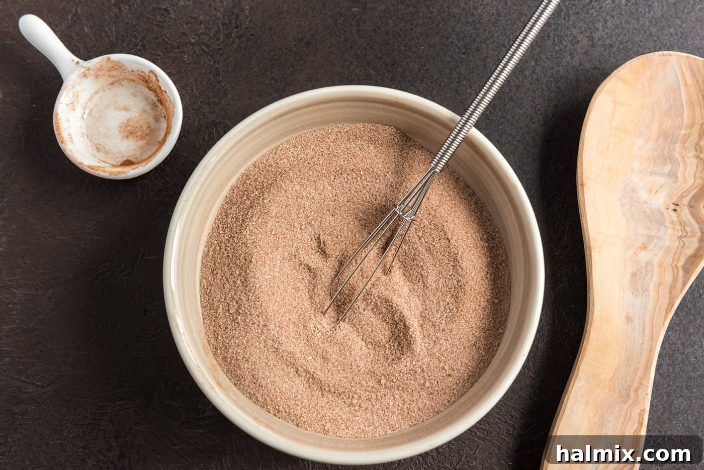 Cinnamon sugar topping for donuts in a bowl
