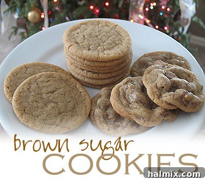 A close up photo of a plate of brown sugar cookies, highlighting their golden-brown edges and soft centers.