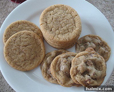 An overhead photo of a plate of brown sugar cookies arranged neatly, emphasizing their appealing texture.