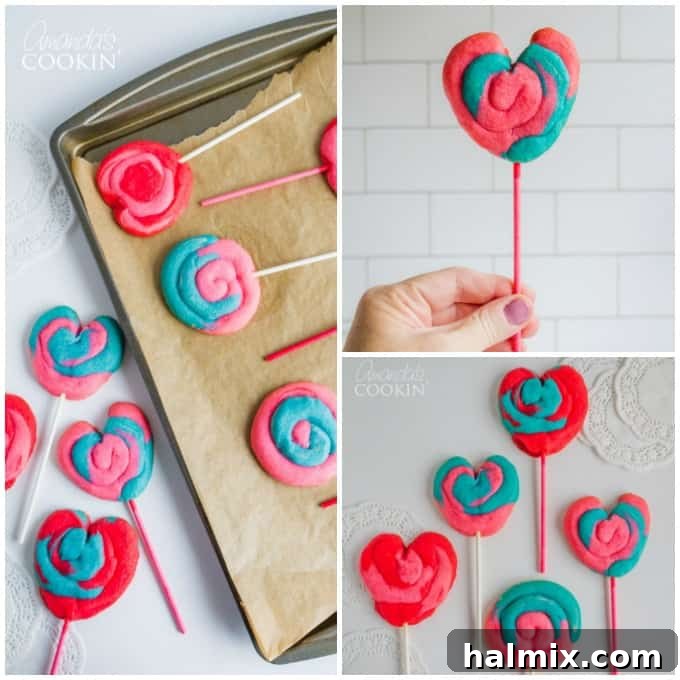 Sweetheart Play Dough Cookie Pops 7 Variety of Valentine's Day Cookie Pops arranged beautifully