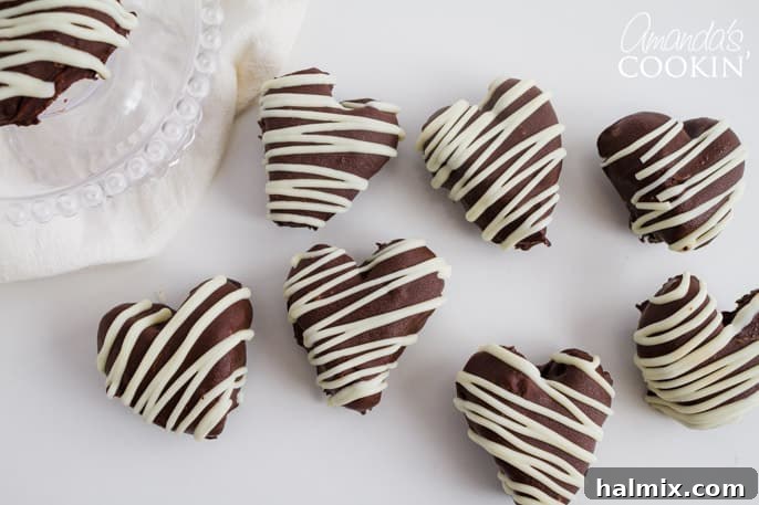 A selection of Heart Oreo Truffles on a platter, showcasing their delicious coating.
