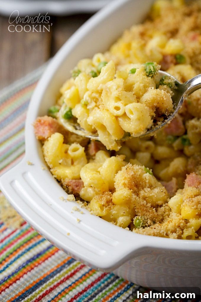 serving mac and cheese casserole