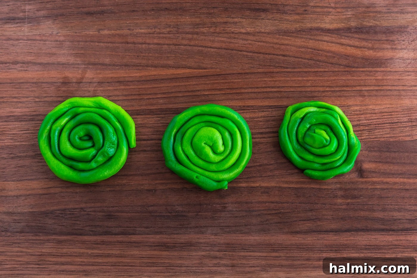 green dough circles