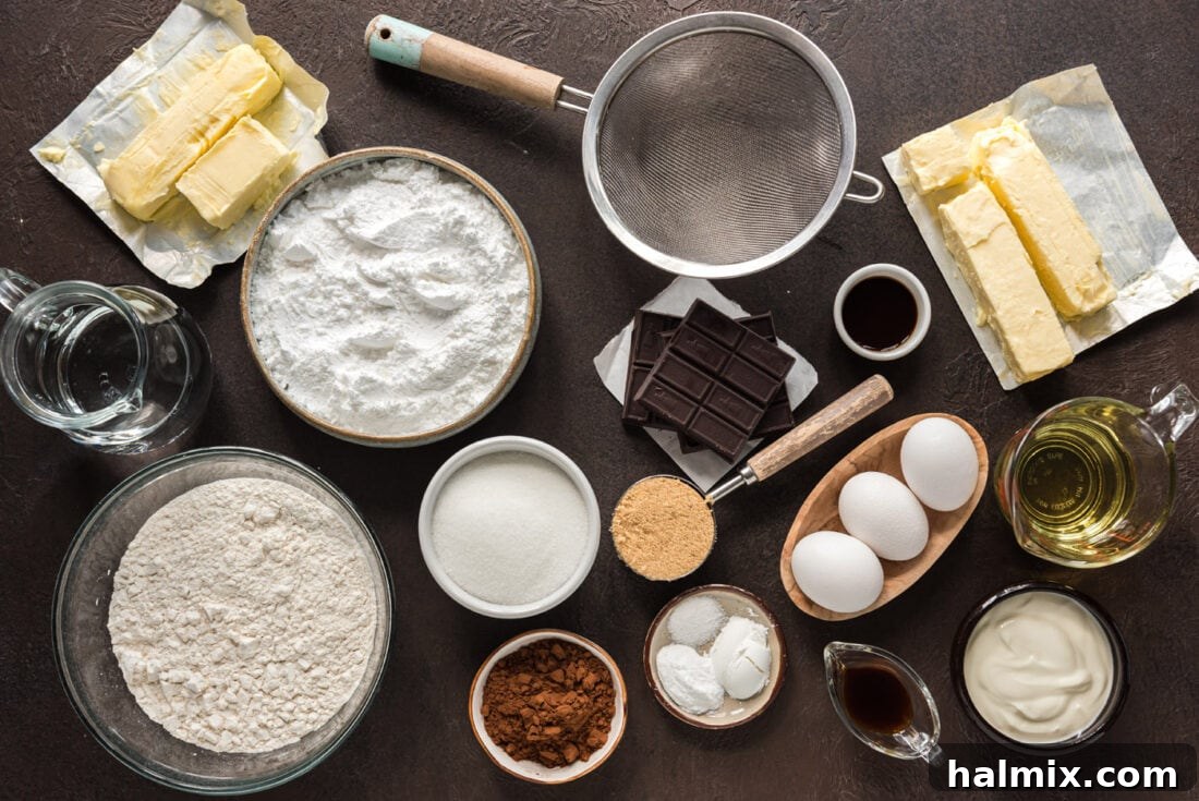 Ingredients for Nigella's Chocolate Fudge Cake
