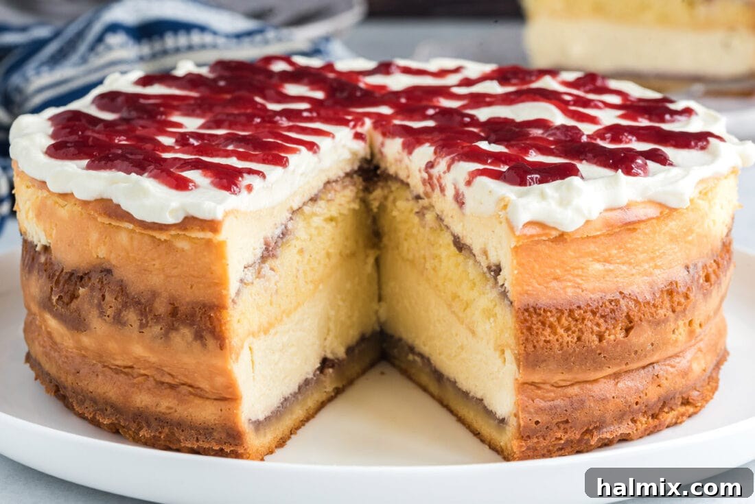 Regal Trifle Cheesecake 15 A slice removed from the English Trifle Cheesecake, ready to be enjoyed