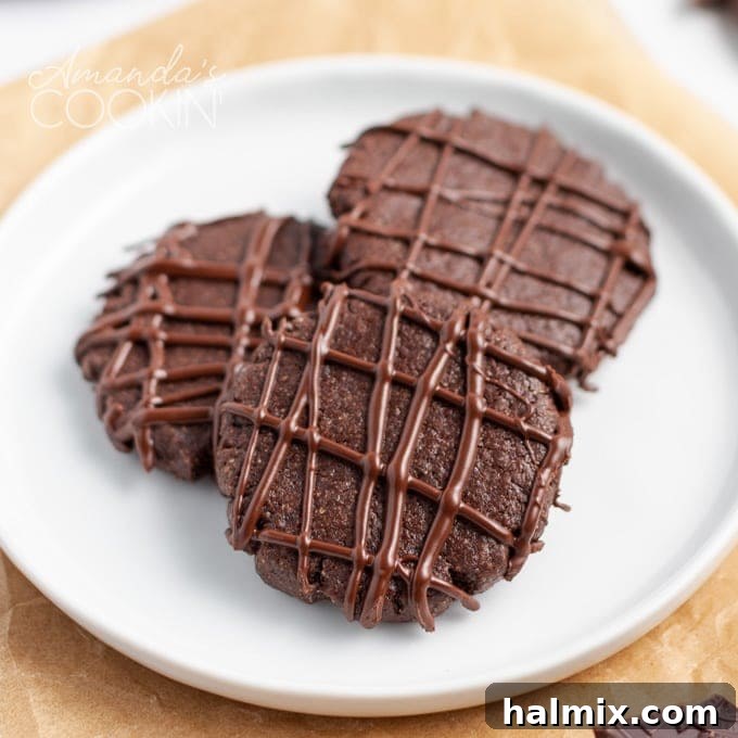 chocolate mint cookies on a plate