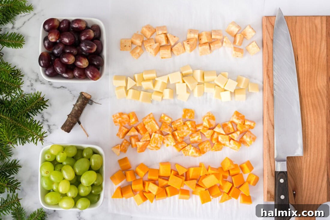 Ingredients for Christmas Tree Cheese Platter