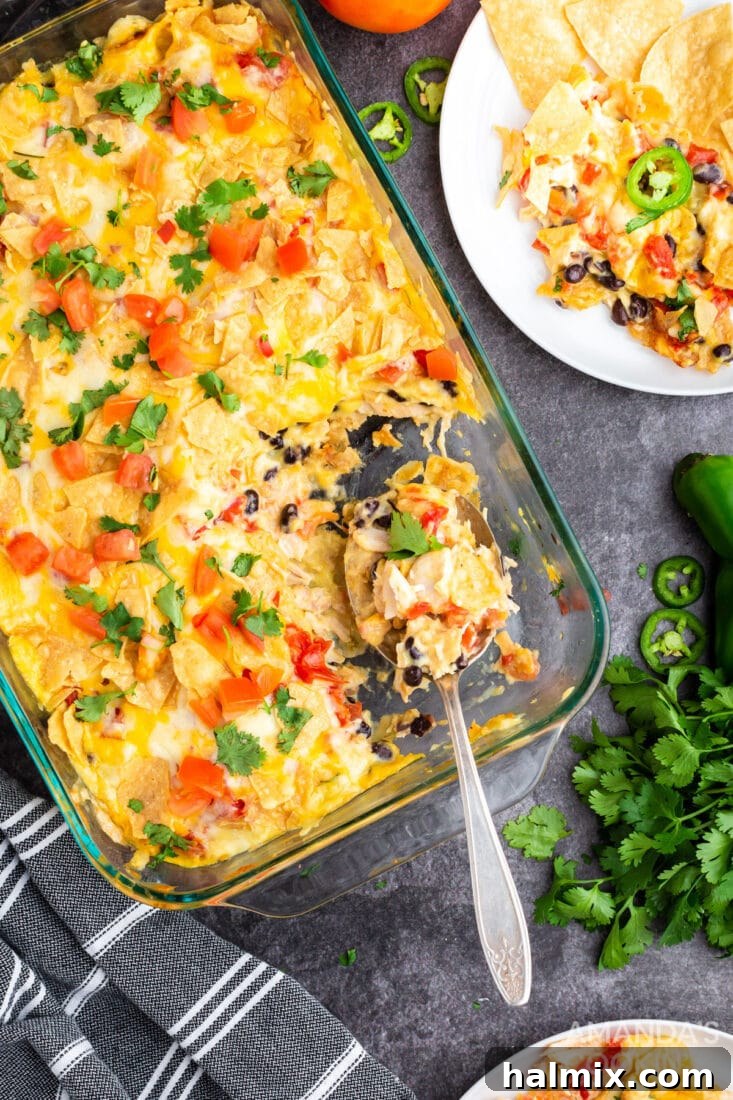 overhead photo of mexican chicken cassrole