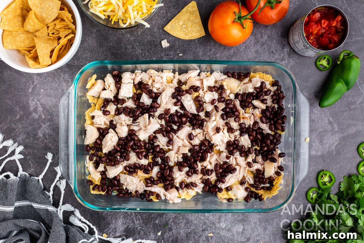 black beans over chicken in casserole