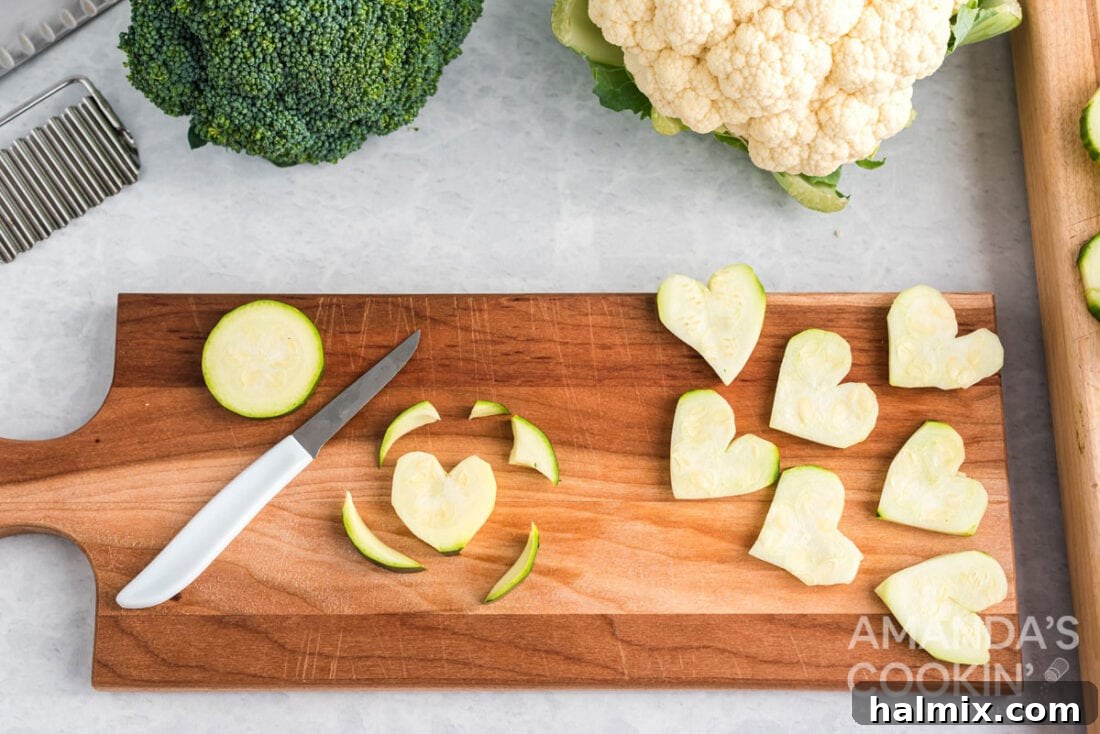 Edible Sculptures: Crafting Decorative Vegetables 8 Zucchini slices cut into heart shapes, perfect for a special occasion or creative garnish.