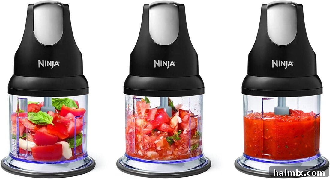 21 Clever Kitchen Gadgets You'll Use Constantly 12 A Ninja Food Chopper Express in action, preparing ingredients for a meal, showcasing its compact power.