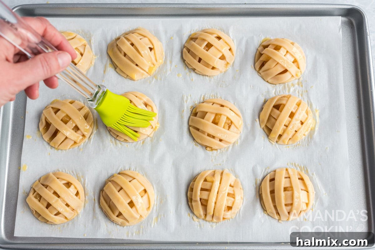 brushing pie doughs with egg wash