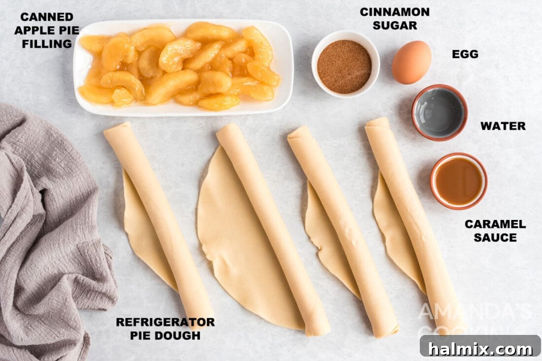 labeled ingredients for apple pie cookies