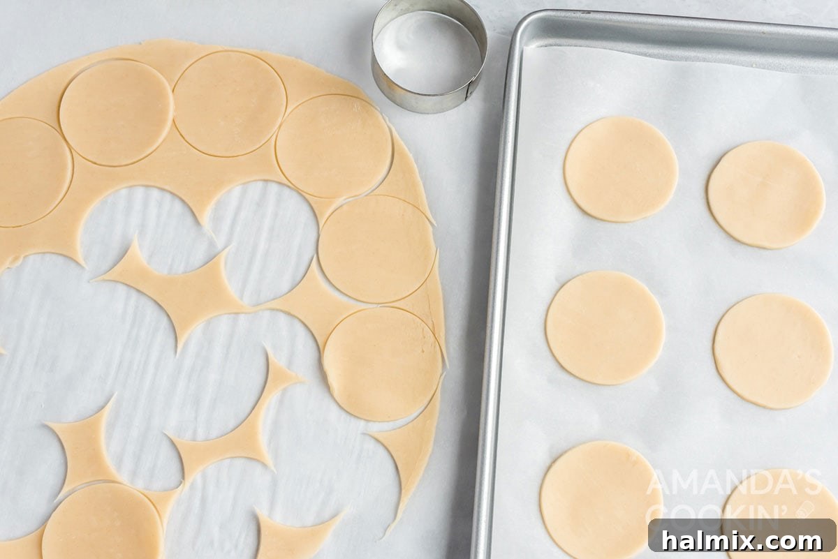 pie dough with circles cut out