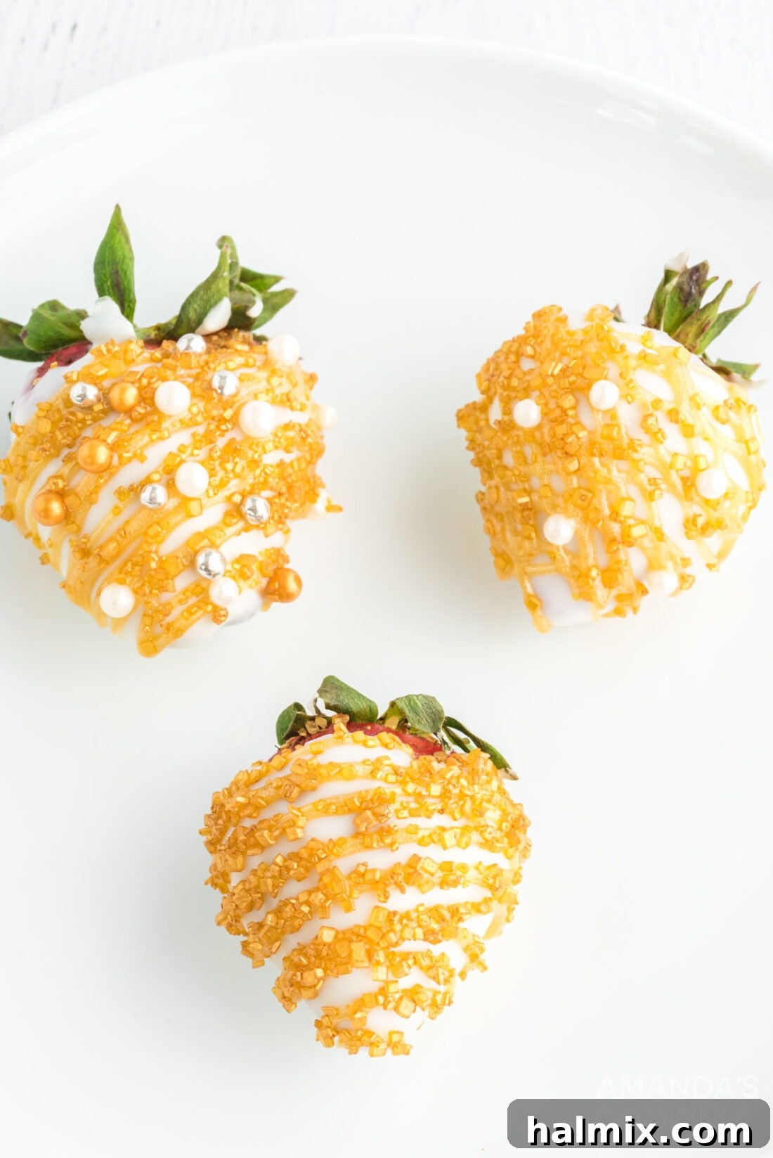 decorated strawberries for New Year's Eve