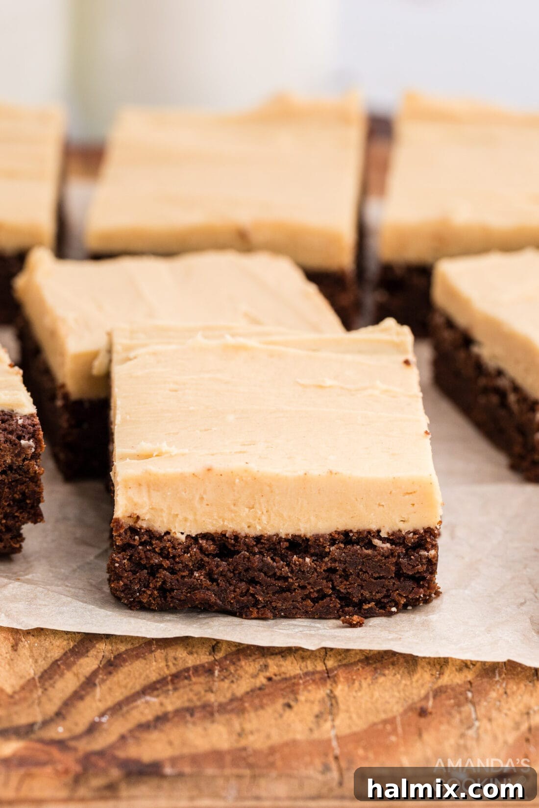 Fudgy Chocolate Brownies with Decadent Peanut Butter Frosting