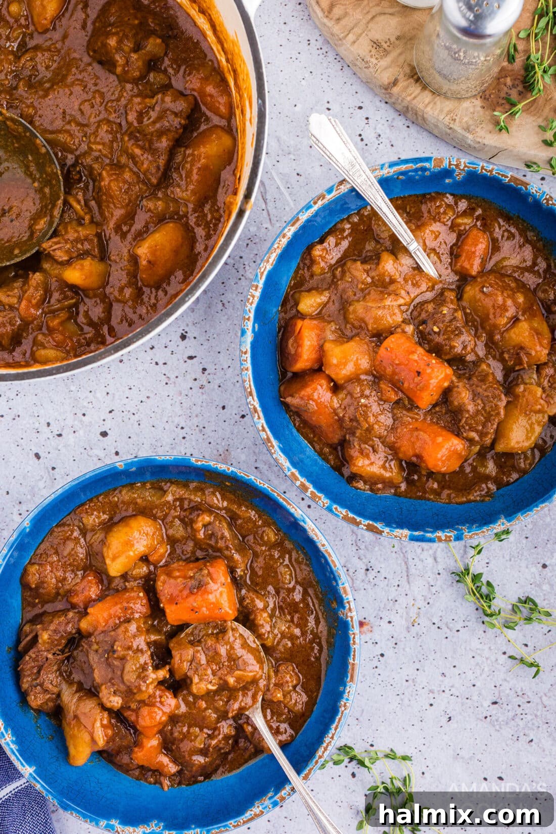 two bowls of irish beef stew