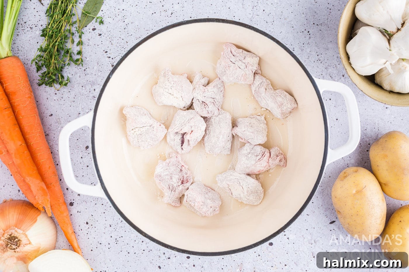 browning meat in pan