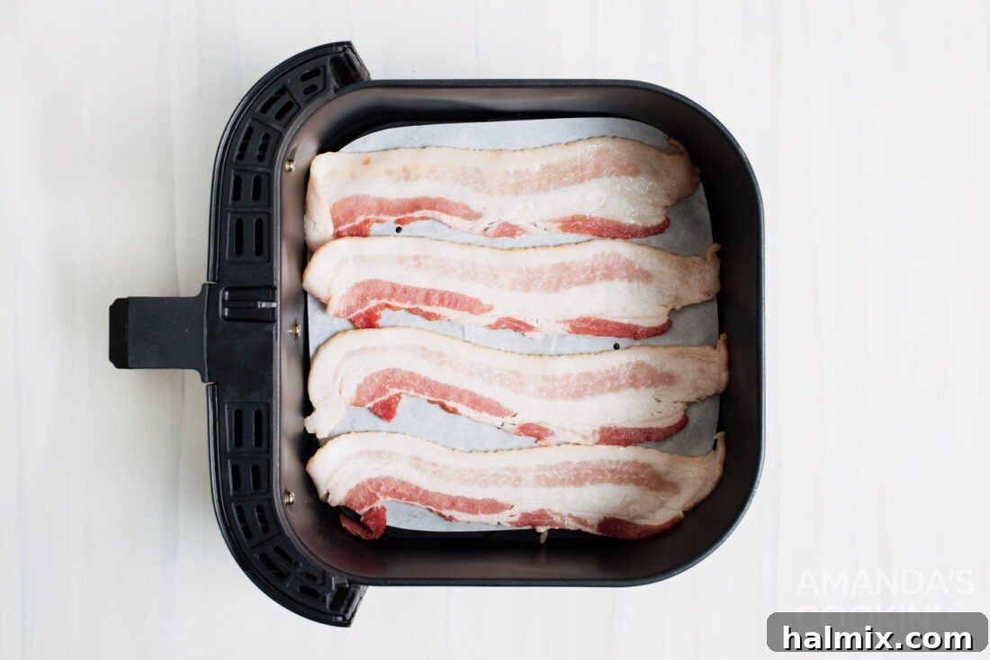 bacon in an air fryer basket