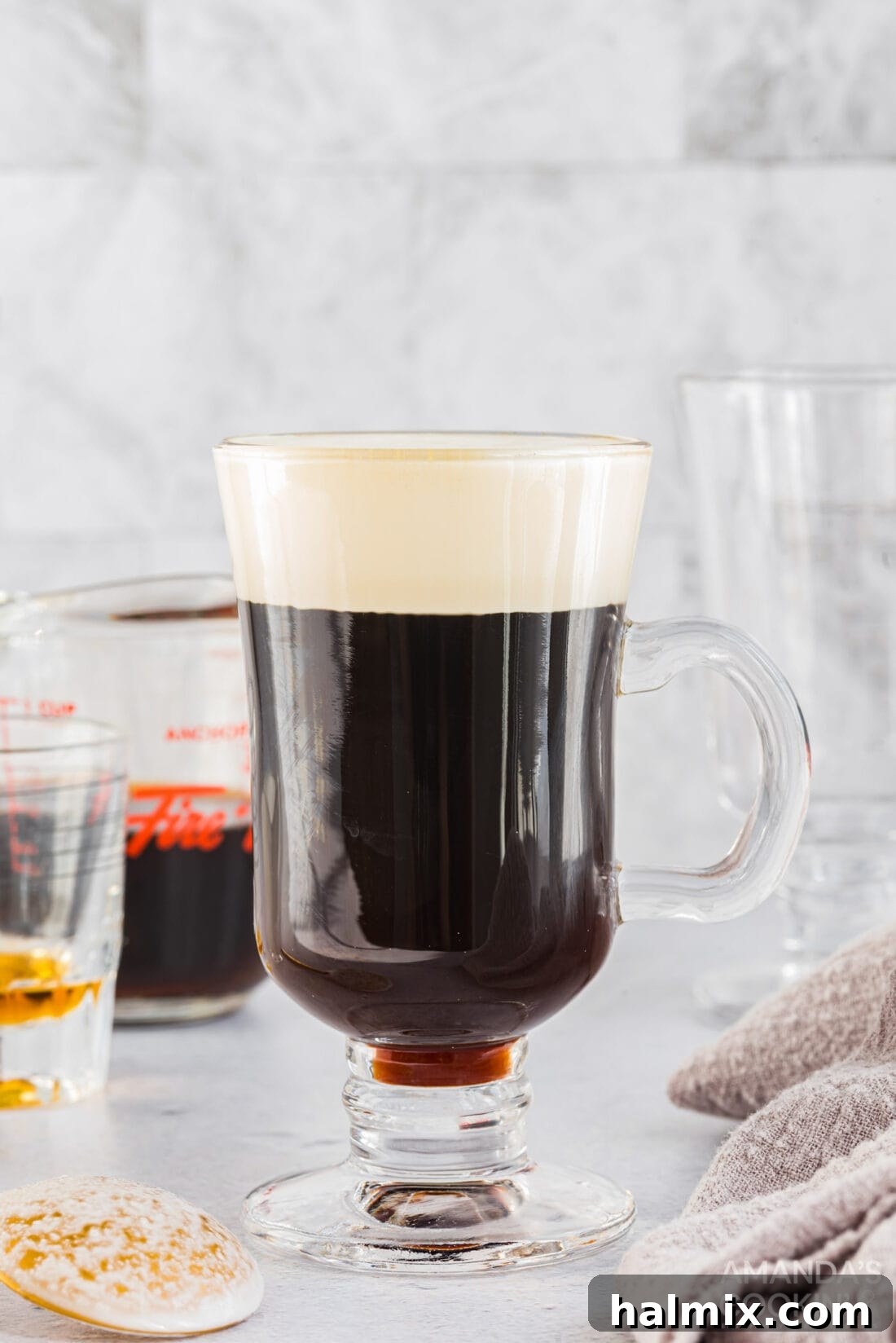 glass mug of irish coffee