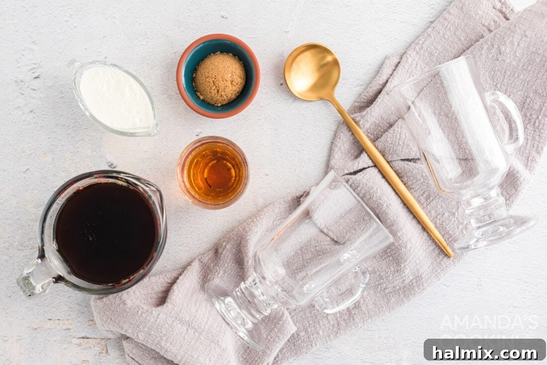 ingredients for Irish coffee