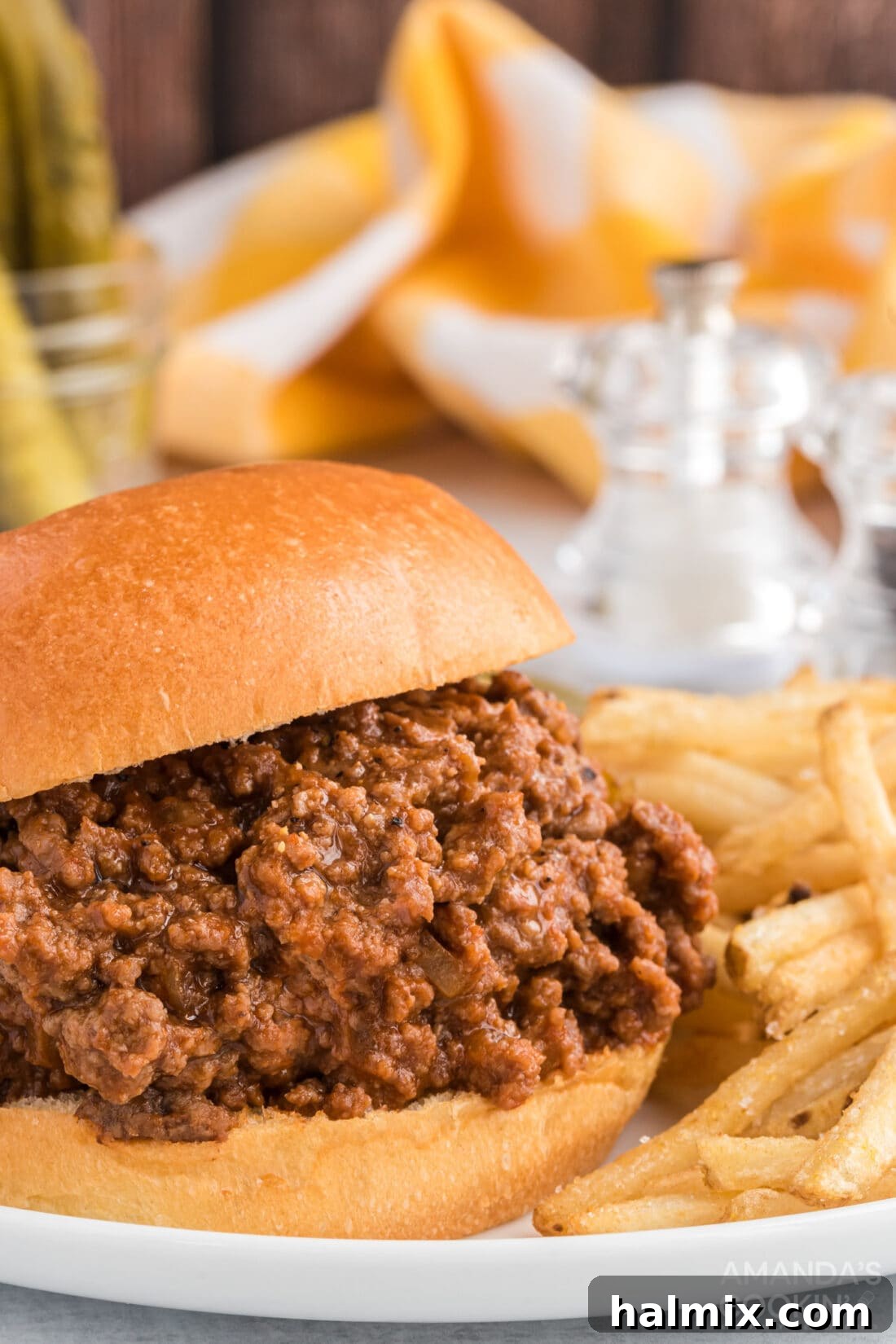 Messy Beef Bliss 2 Perfectly assembled sloppy joe on a bun, ready to be enjoyed.