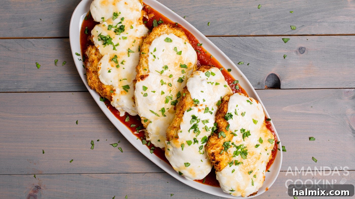 Crispy Air Fryer Chicken Parmesan 11 A platter of air fryer chicken parmesan ready to be served