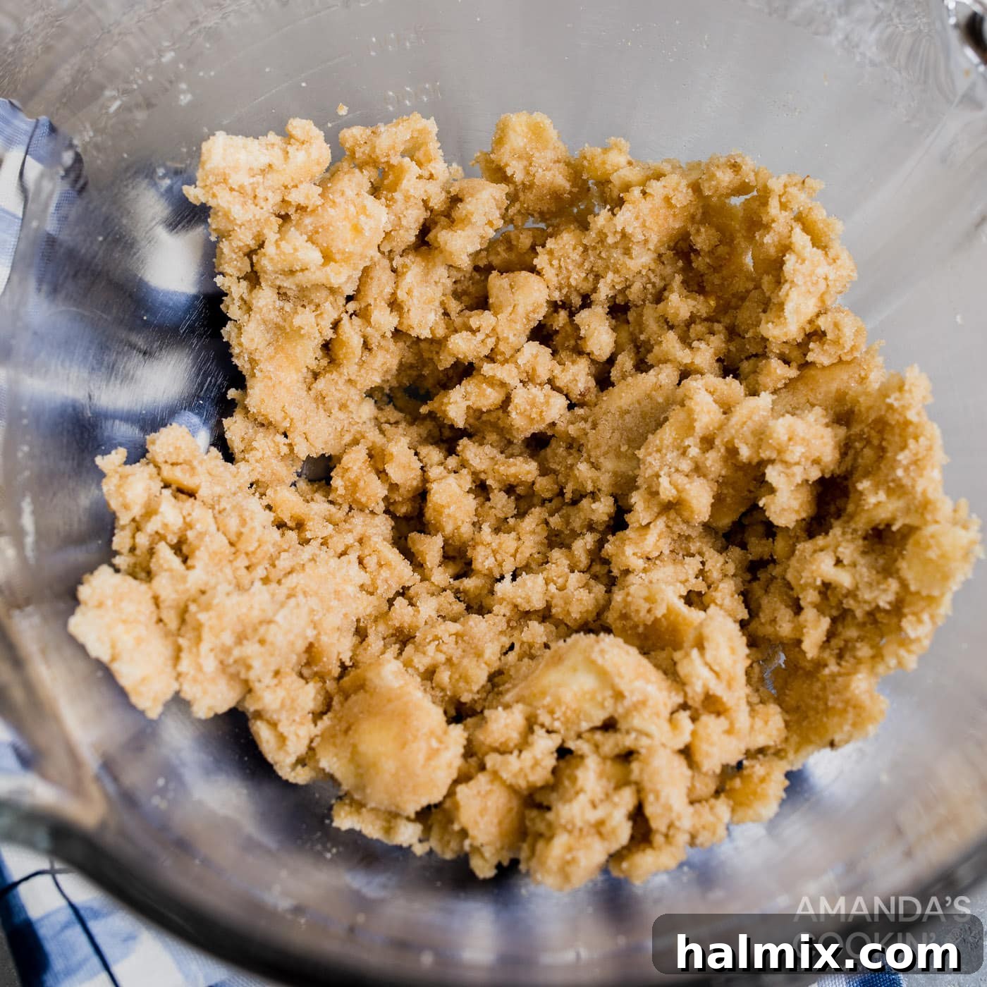beat cookie dough in mixer bowl