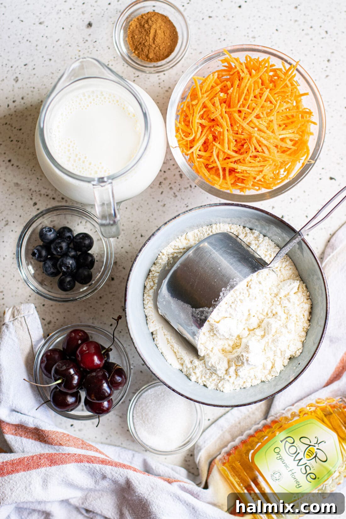 ingredients for carrot cake pancakes