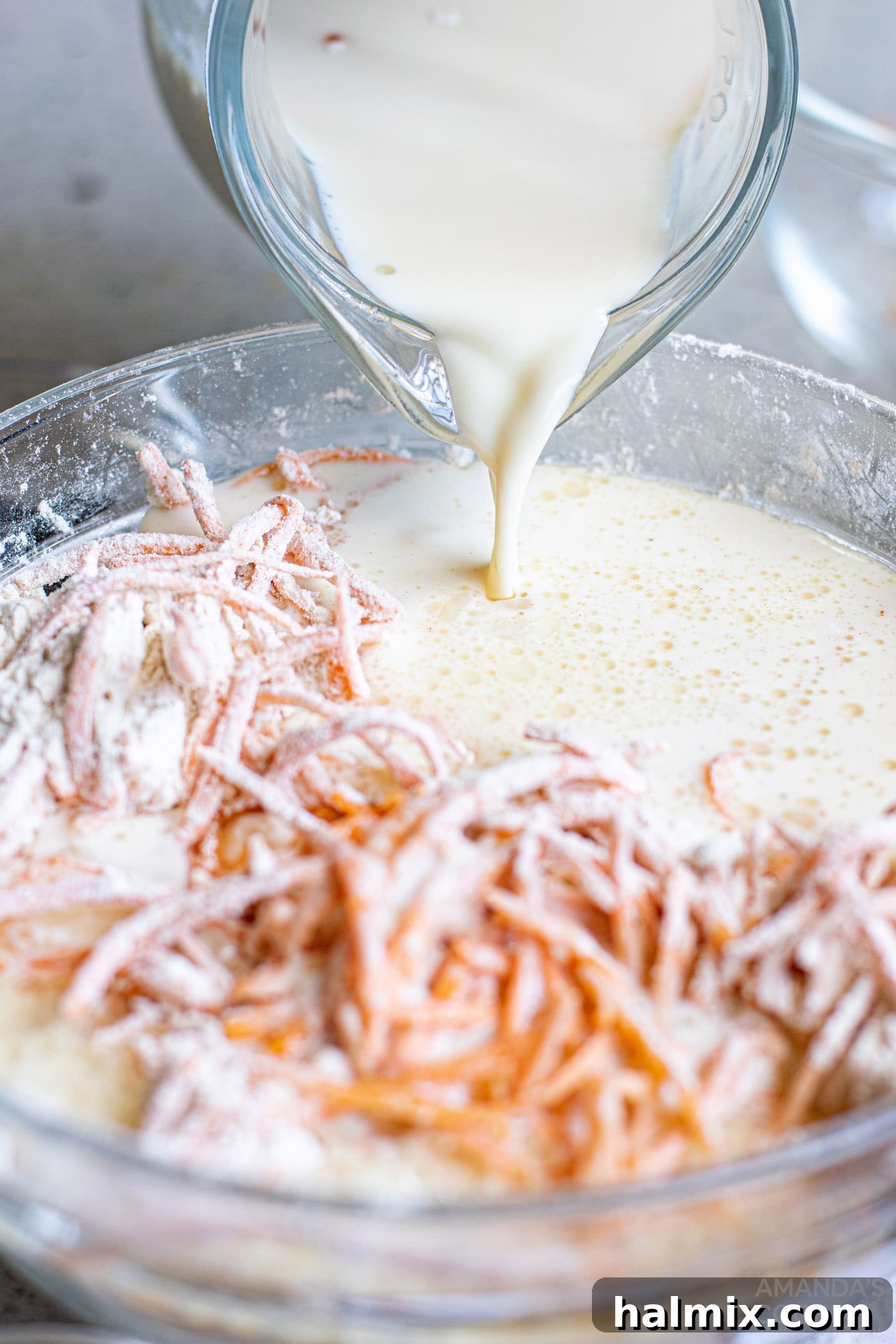 Mixing wet and dry pancake ingredients