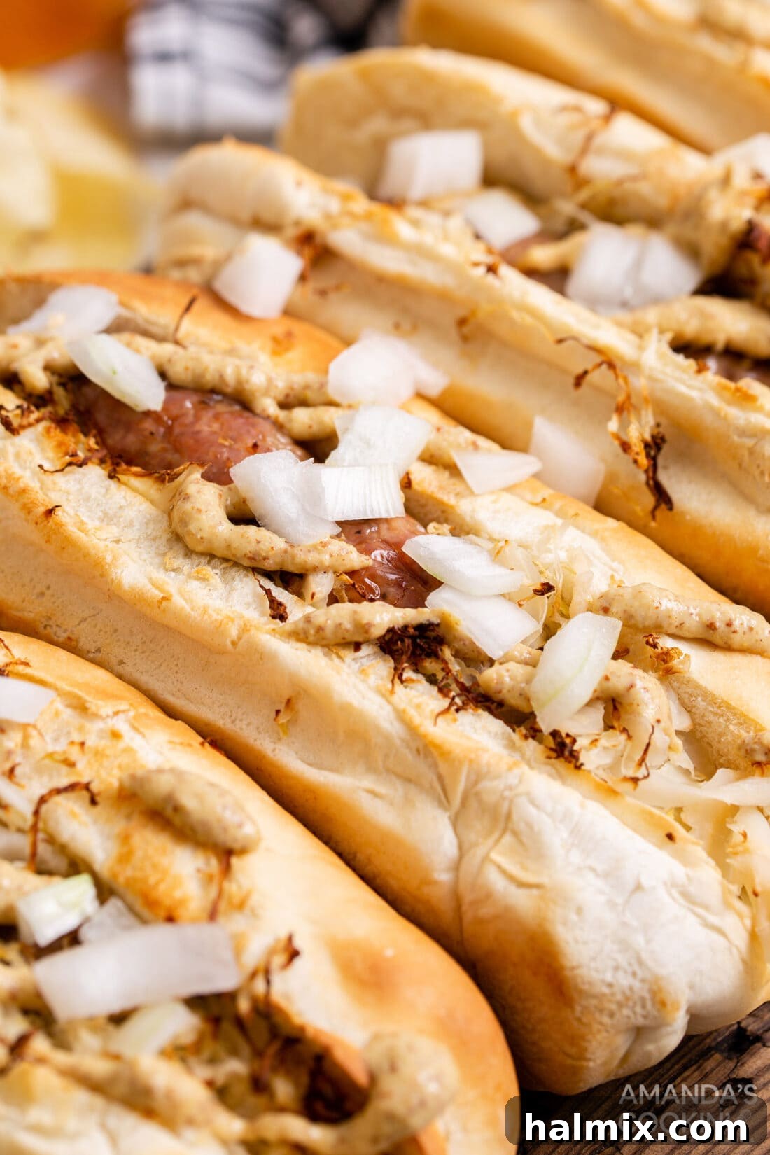 Perfect Air Fryer Bratwurst 3 air fryer bratwurst with kraut and onions