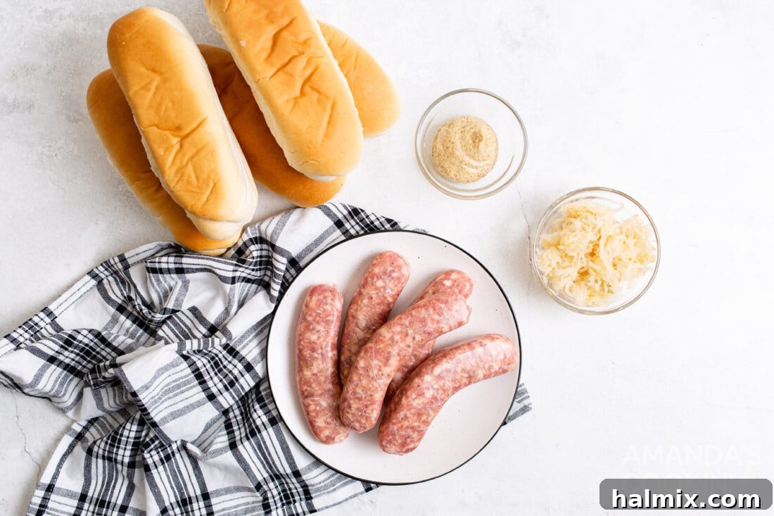 Perfect Air Fryer Bratwurst 4 ingredients for making air fryer bratwurst