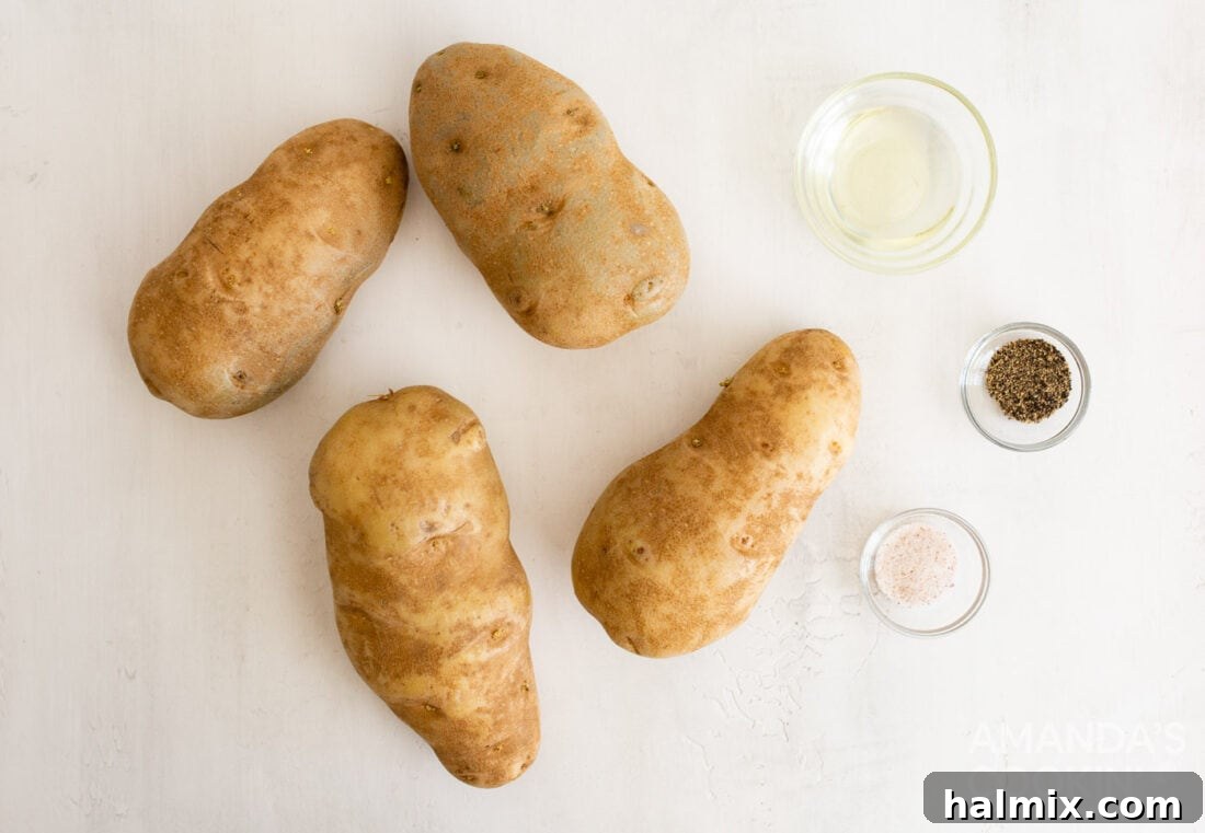 ingredients for making air fryer baked potatoes