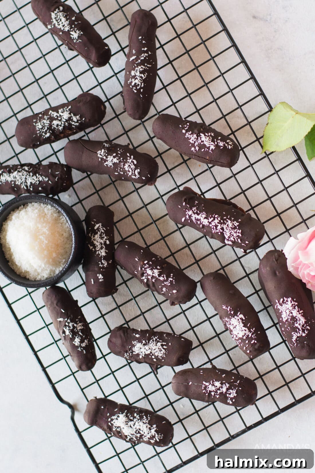 Irresistible Homemade Bounty Bars 3 cooling rack of homemade bounty bars