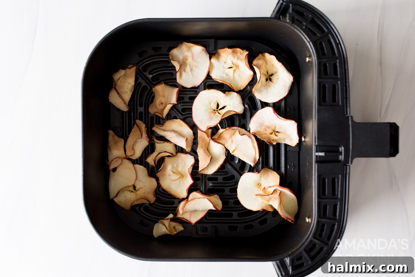 dehydrated apple chips in an air fryer